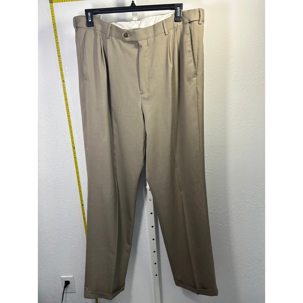 Croft & Barrow Mens Tan Pleated Dress Pants Classic Fit Khaki Trousers 40x36